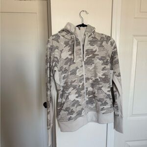 Athleta Gray Camo Hoodie Jacket